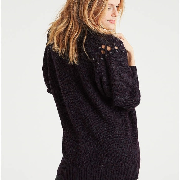 AE // Lace-Up Shoulder Open Cardigan - Picture 1 of 9